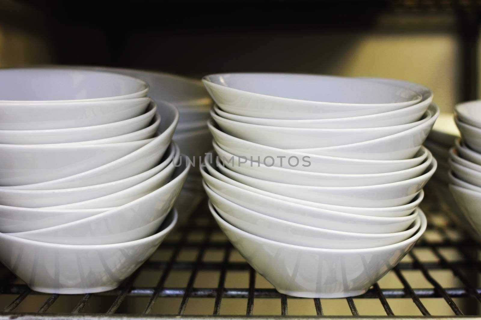 stacked bowls in kitchen