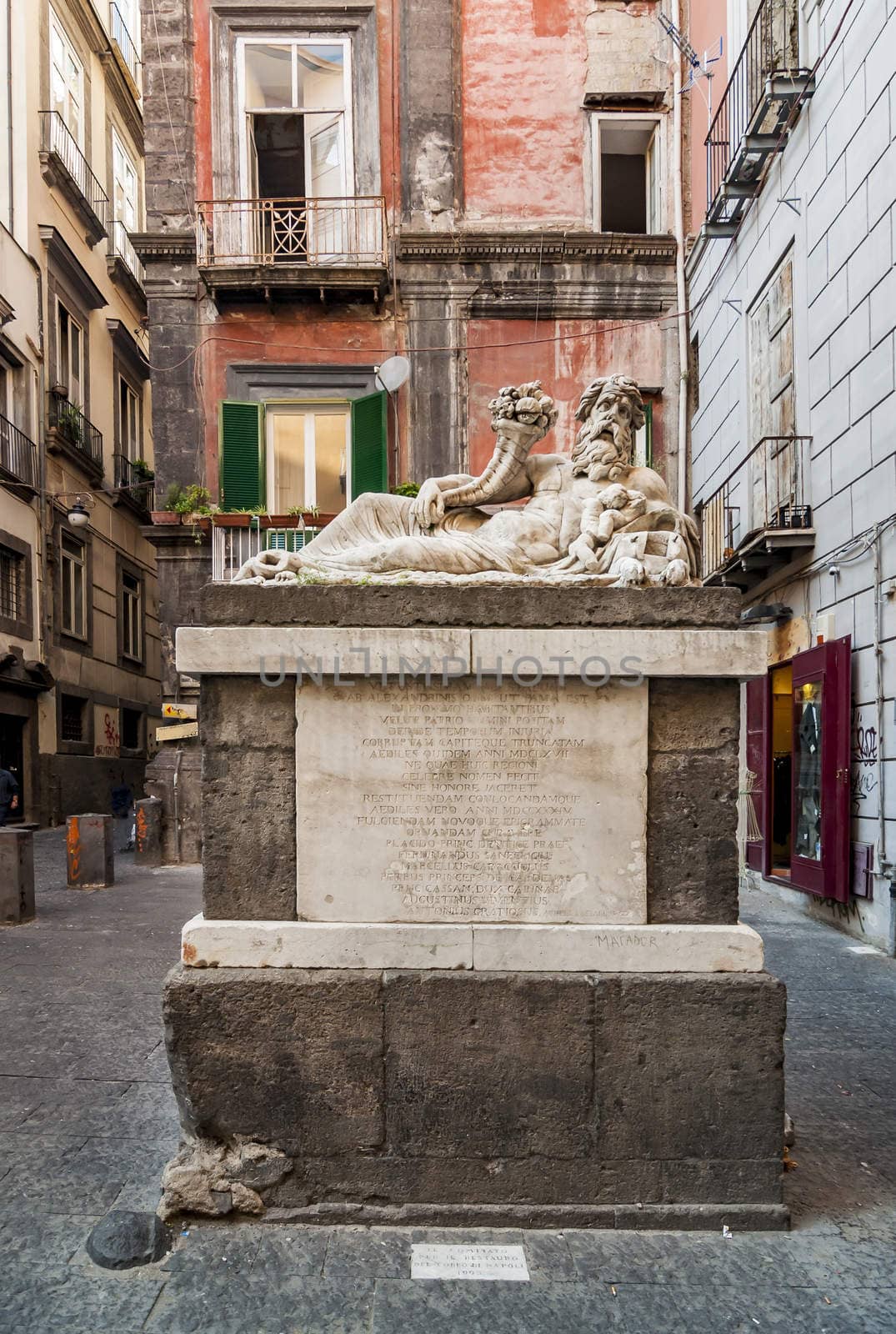 view of Largo Corpo di Napoli, downtown Naples, Italy