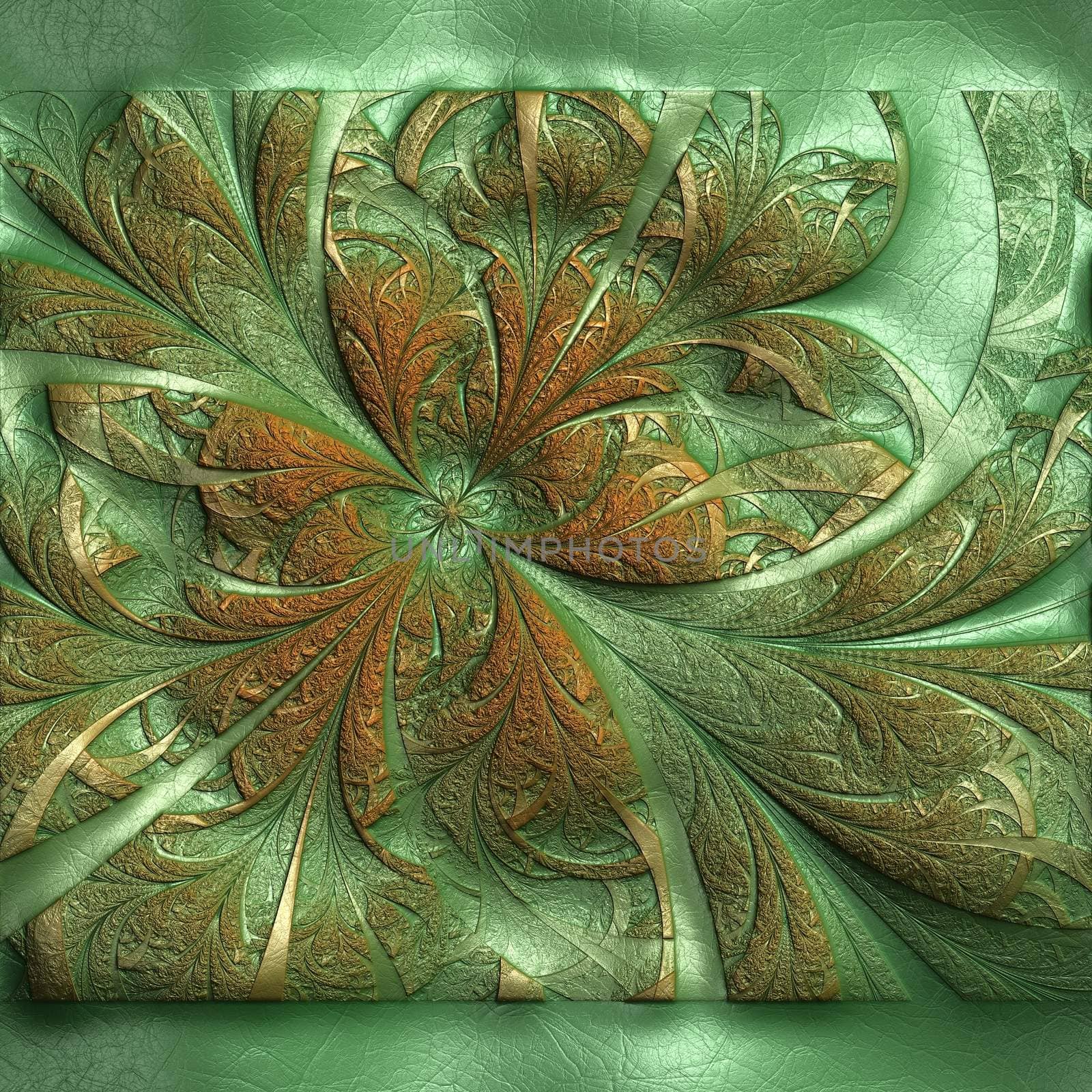 Luxury background tile with embossed fractal on leather