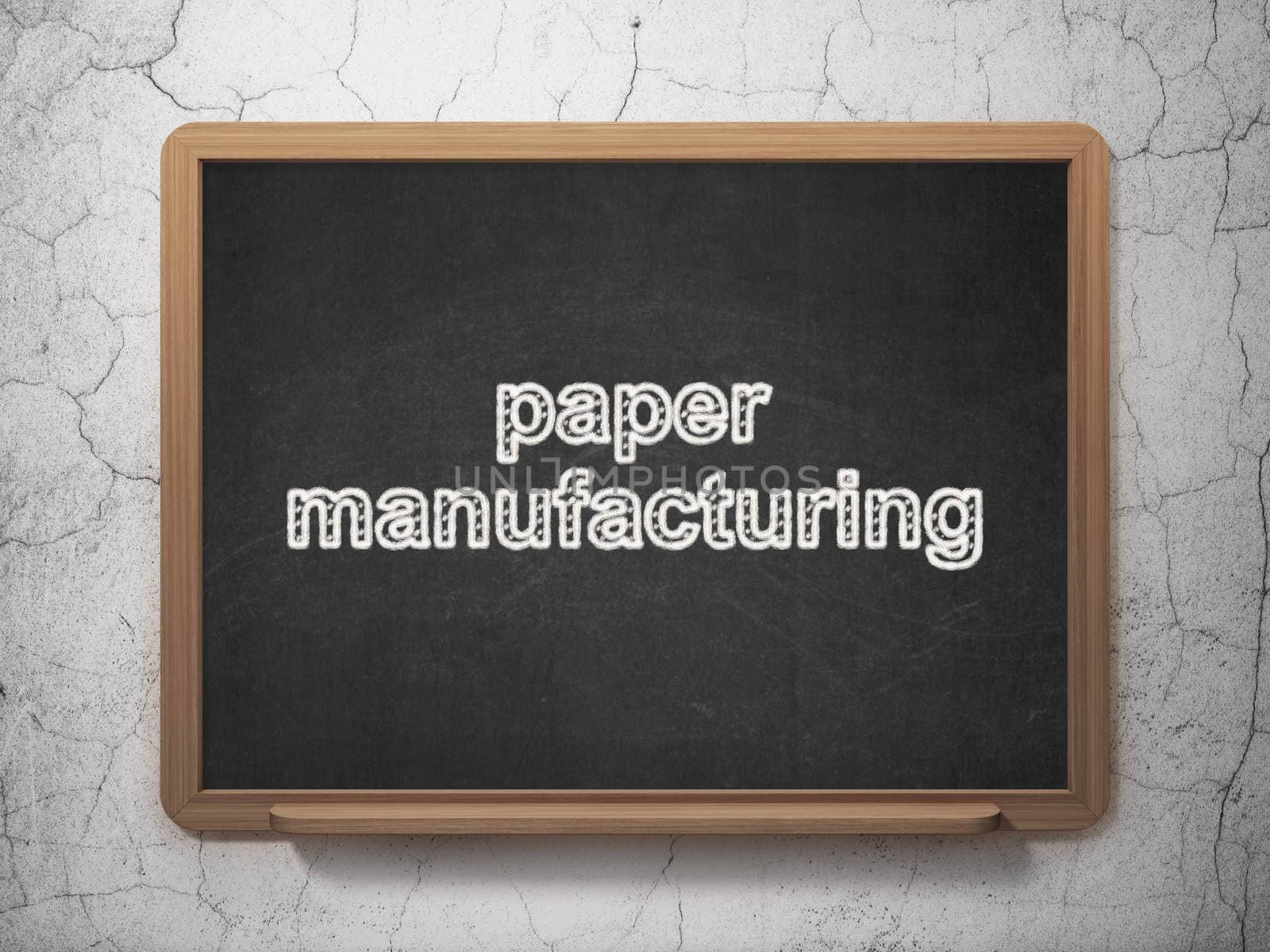 Manufacuring concept: text Paper Manufacturing on Black chalkboard on grunge wall background