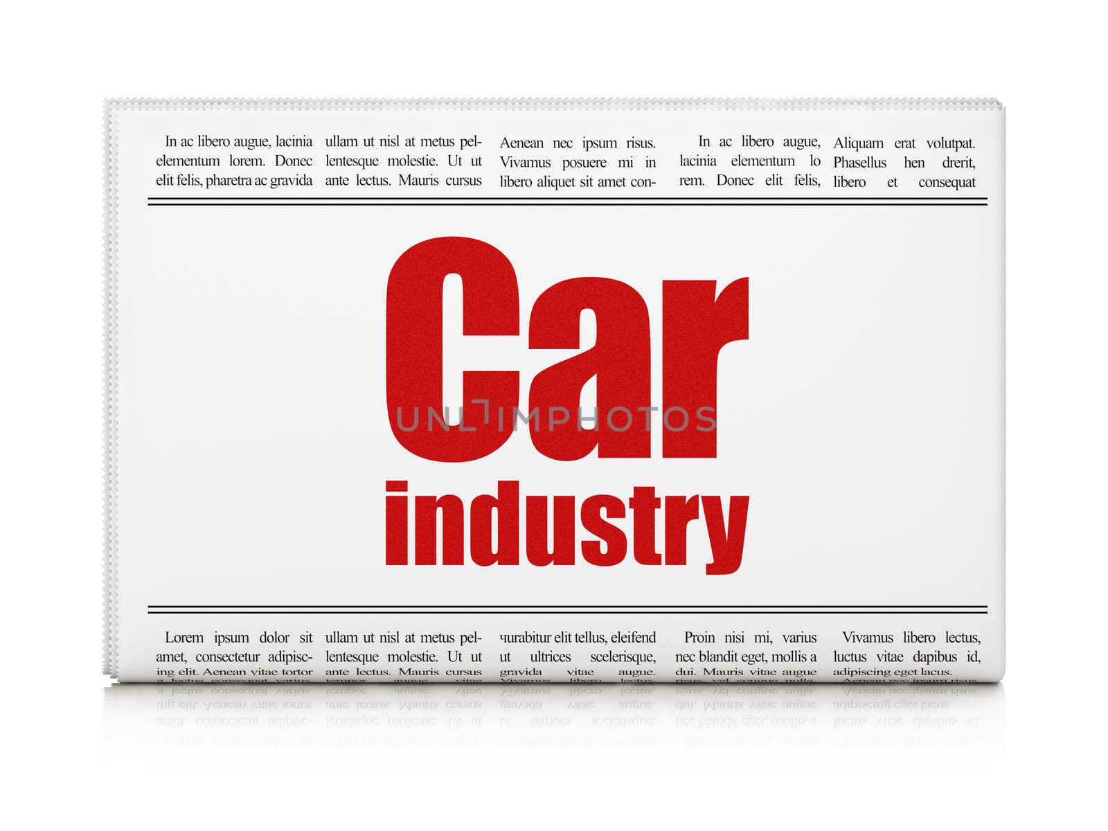 Industry concept: newspaper headline Car Industry on White background, 3d render