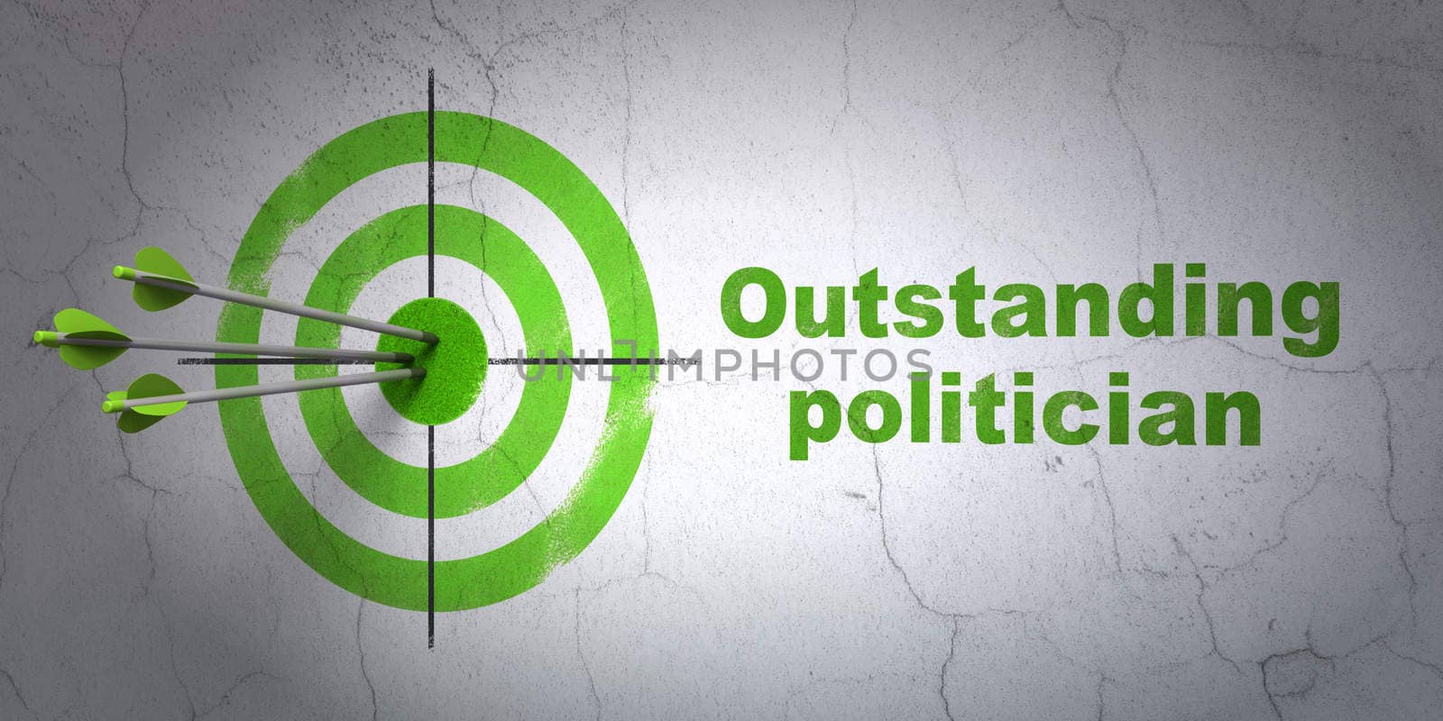 Politics concept: target and Outstanding Politician on wall background by maxkabakov