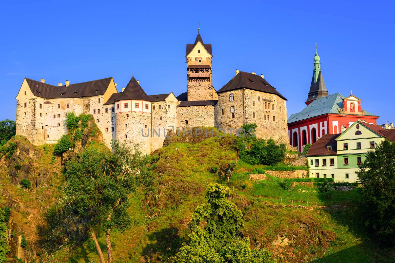 Loket Castle on sunset, Czech Republic by GlobePhotos