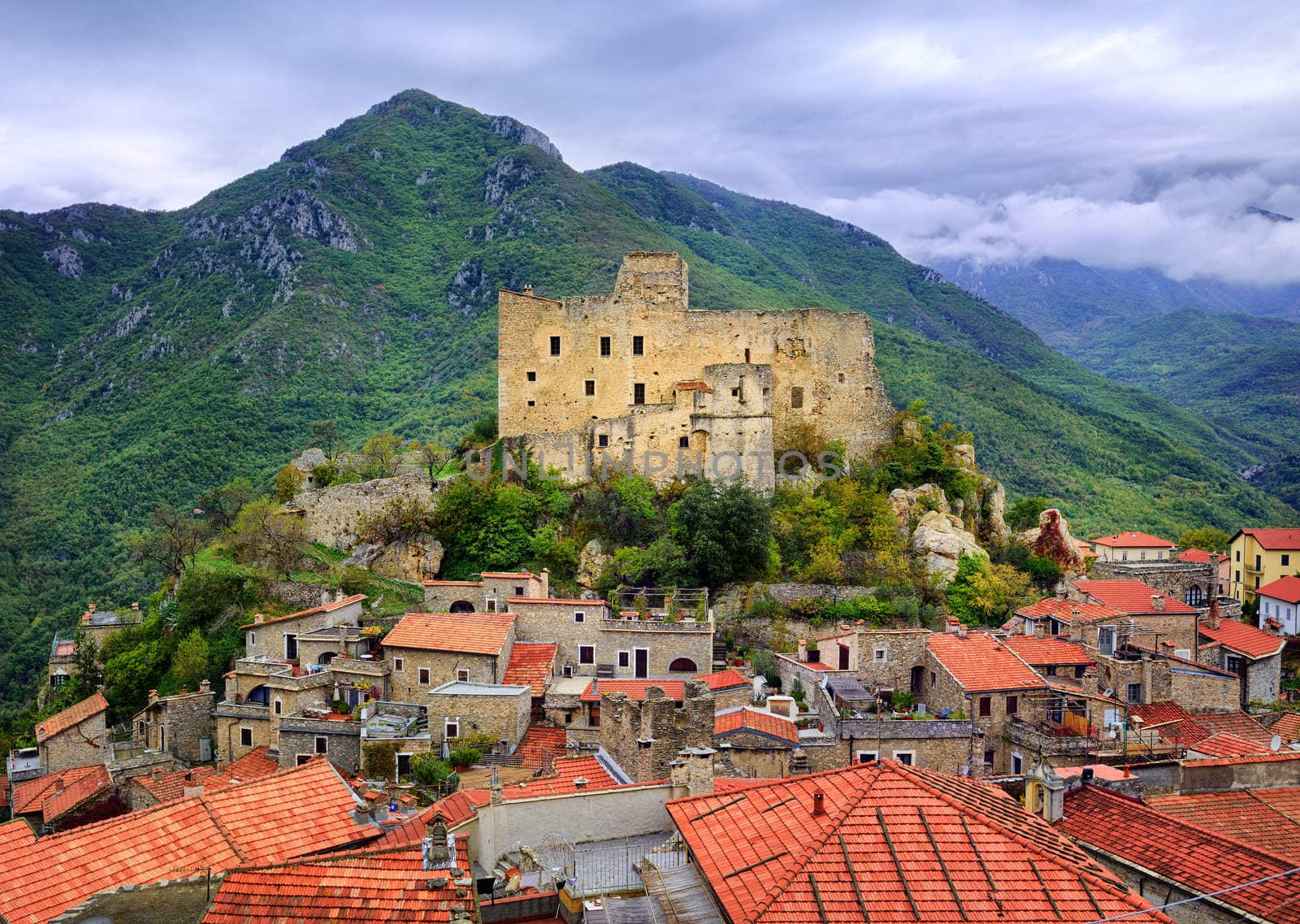 Castelvecchio di Rocca Barbena, alpine village in Liguria, Italy