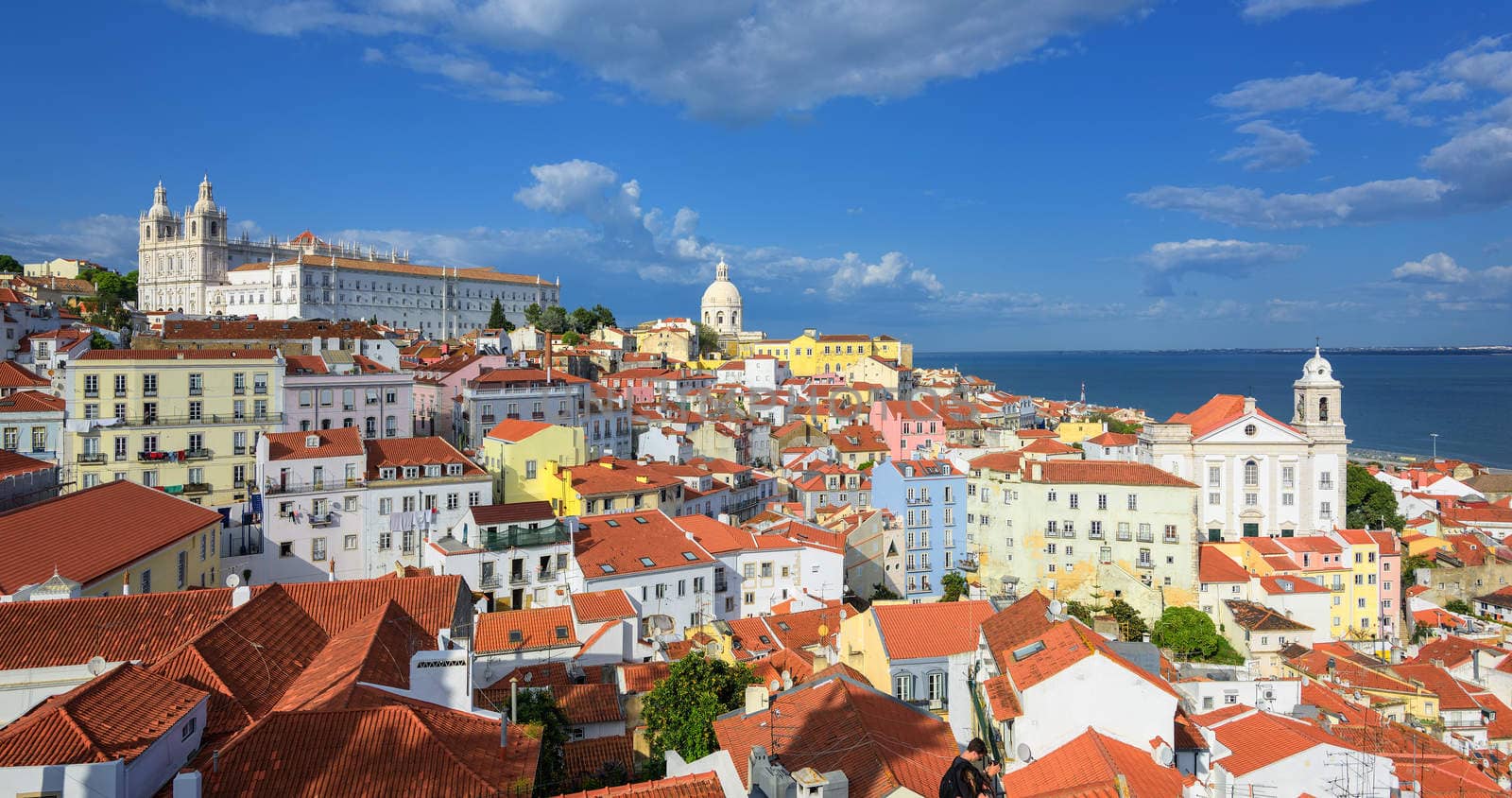 Panoramic view of Alfama quarter, Lisbon, Portugal by GlobePhotos