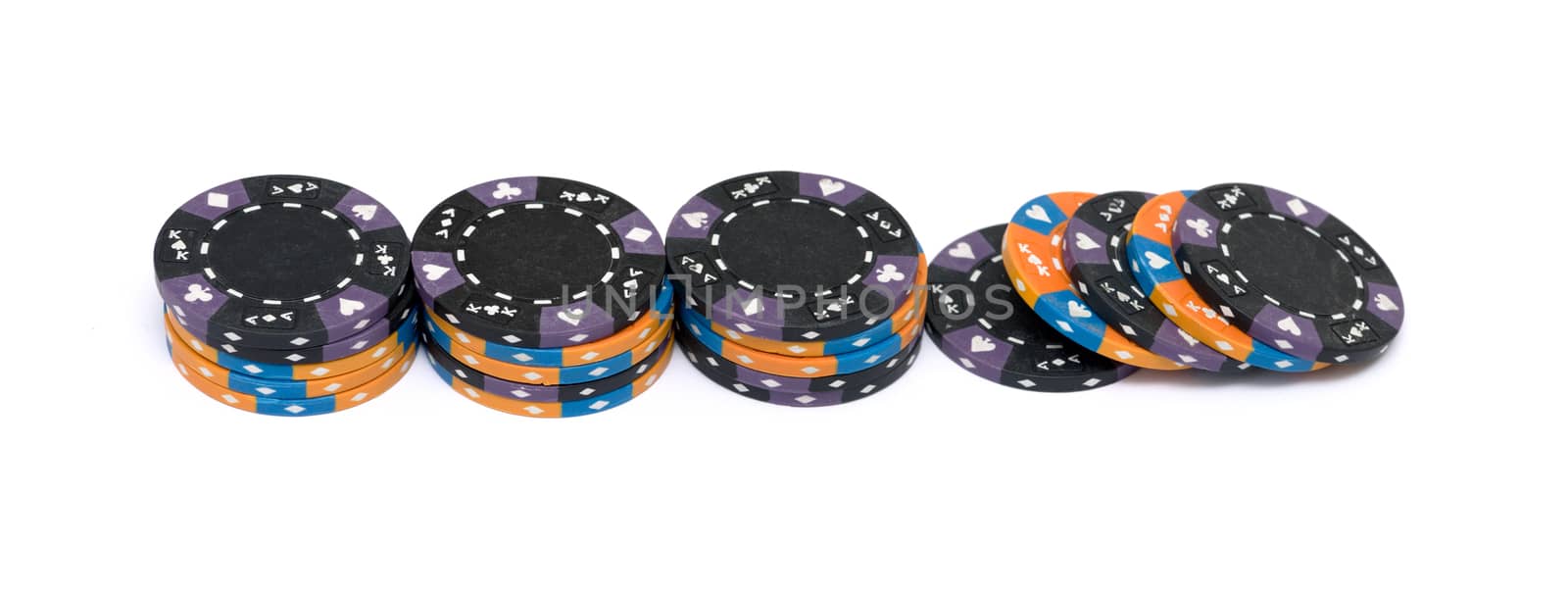The casino chips isolated on white background