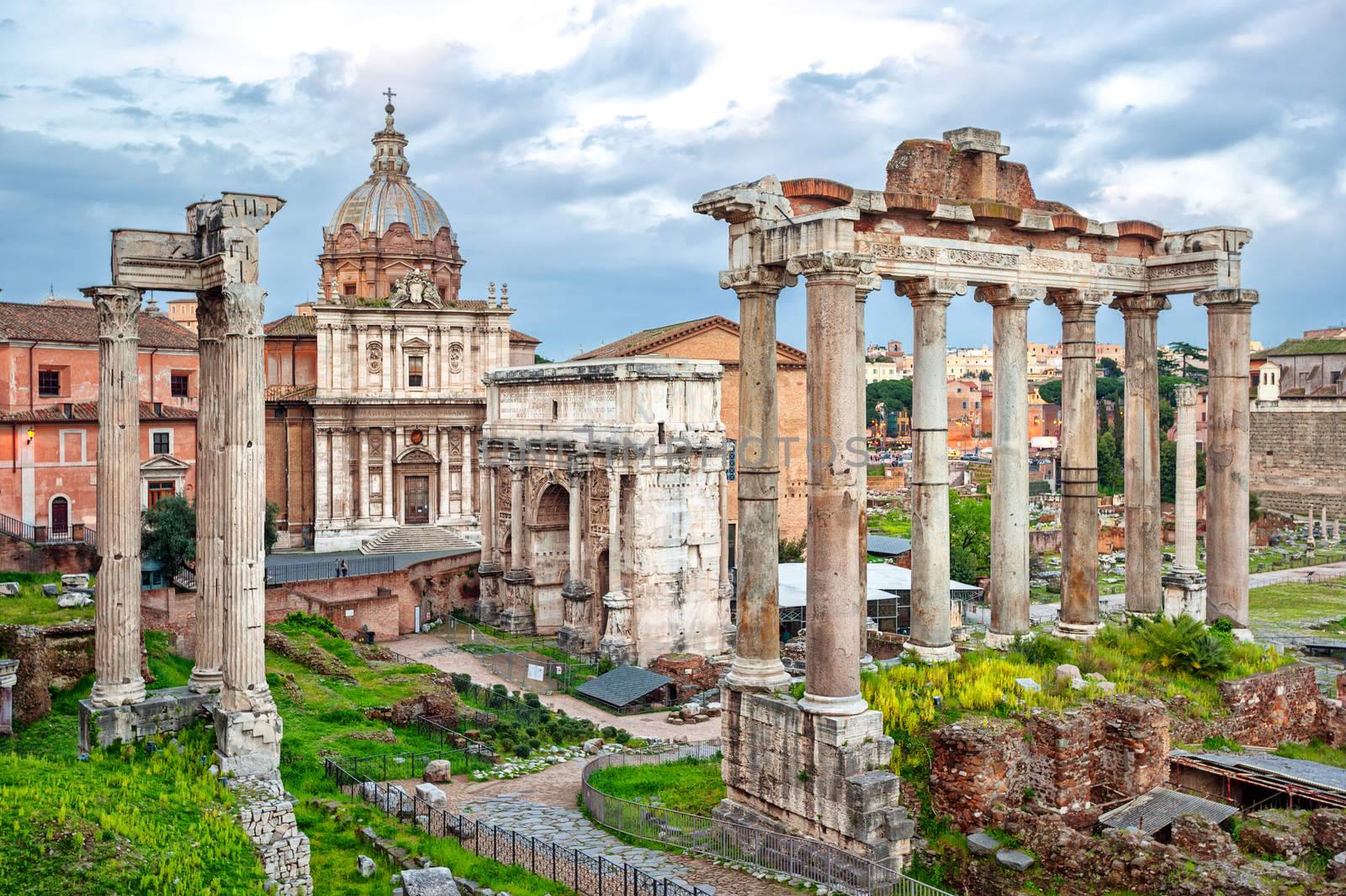 Ruins of Roman forum on Capitoline hill, Rome, Italy