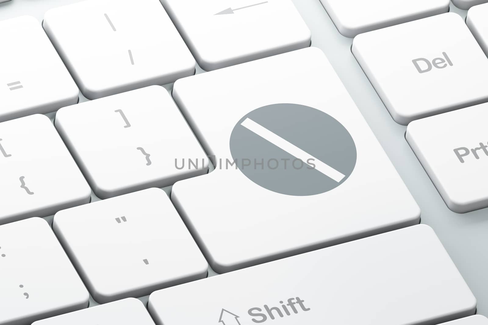 Healthcare concept: Enter button with Pill on computer keyboard background, 3d render