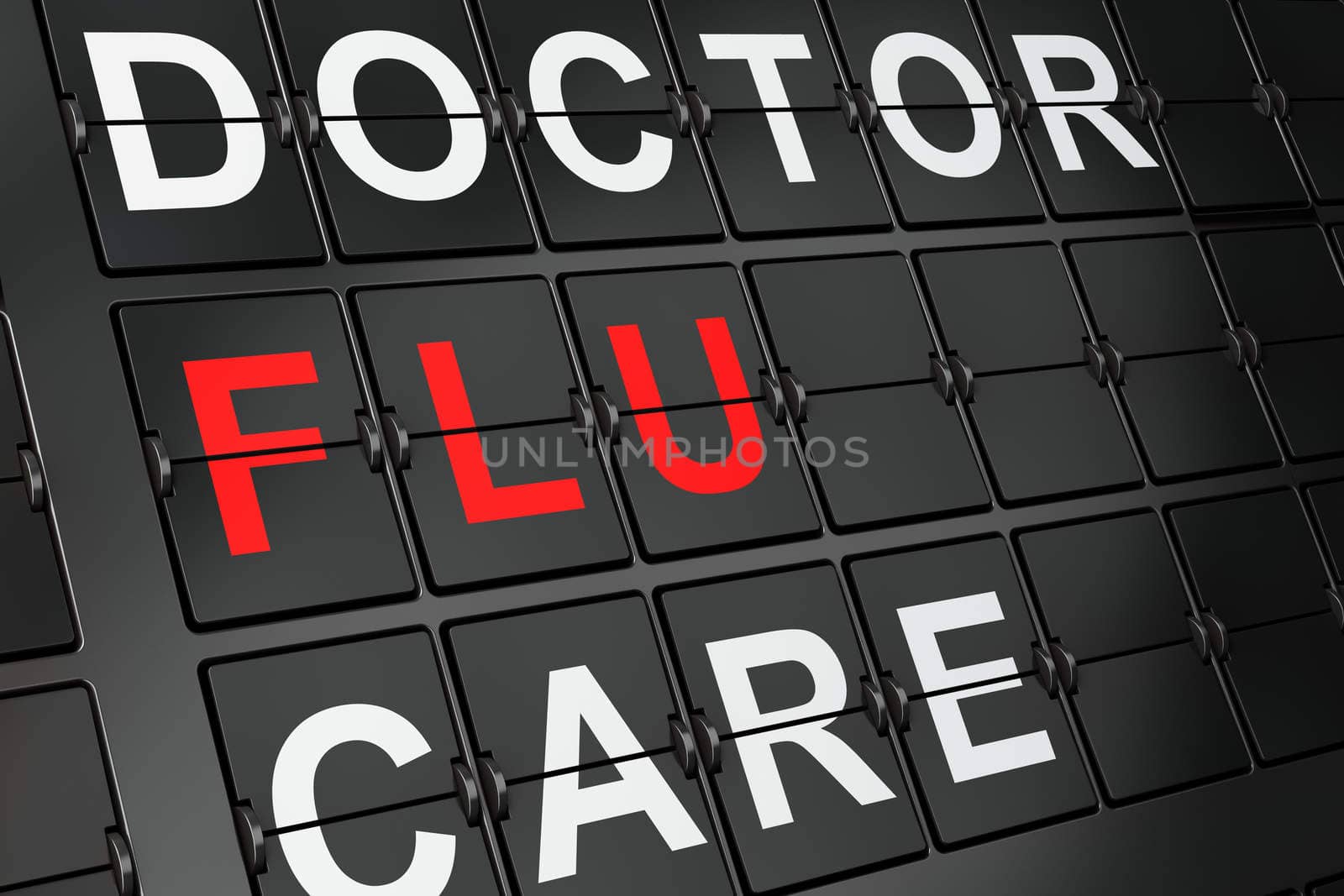 Healthcare concept: Flu on airport board background by maxkabakov