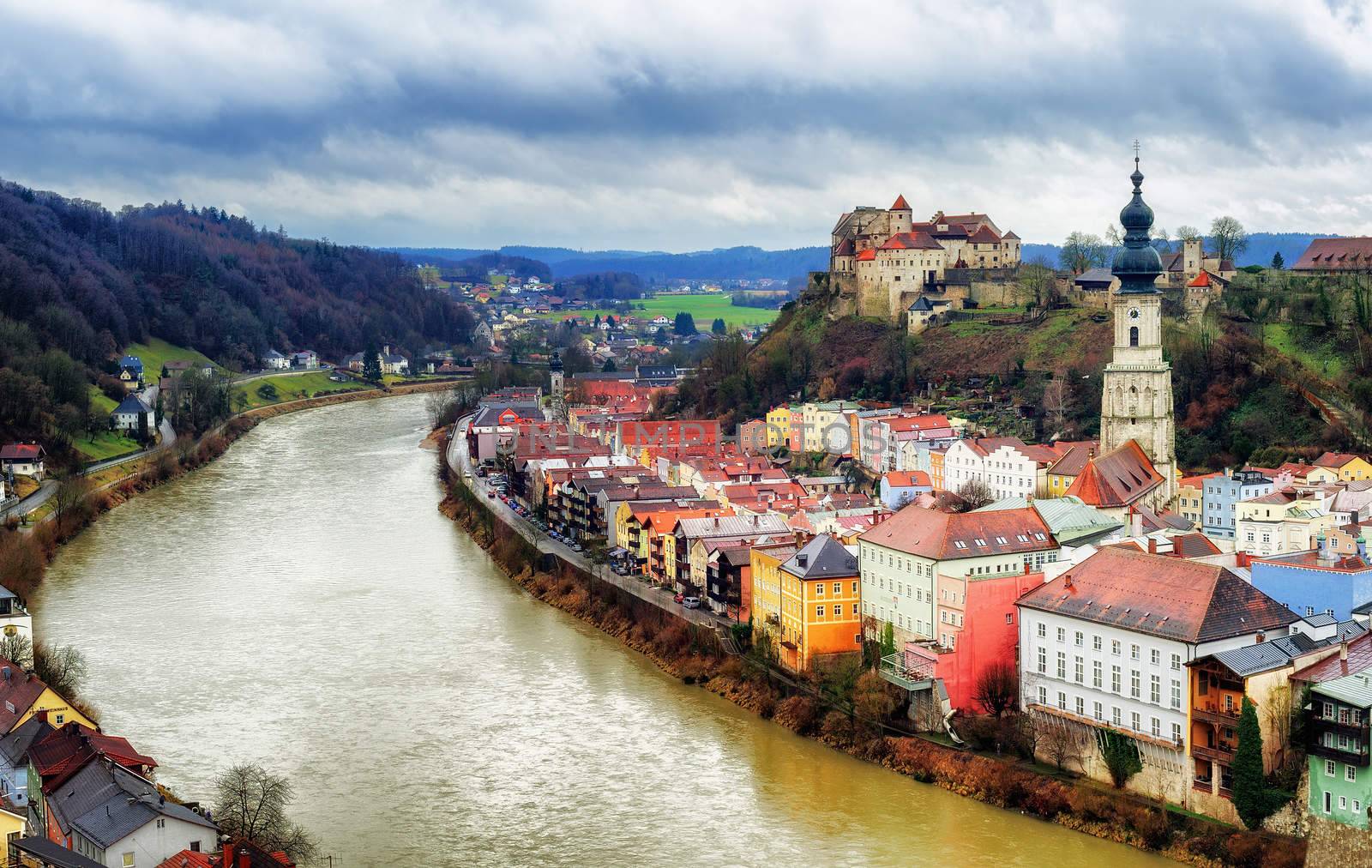 Burghausen, historical german town on Salzach river, Bavaria, Germany