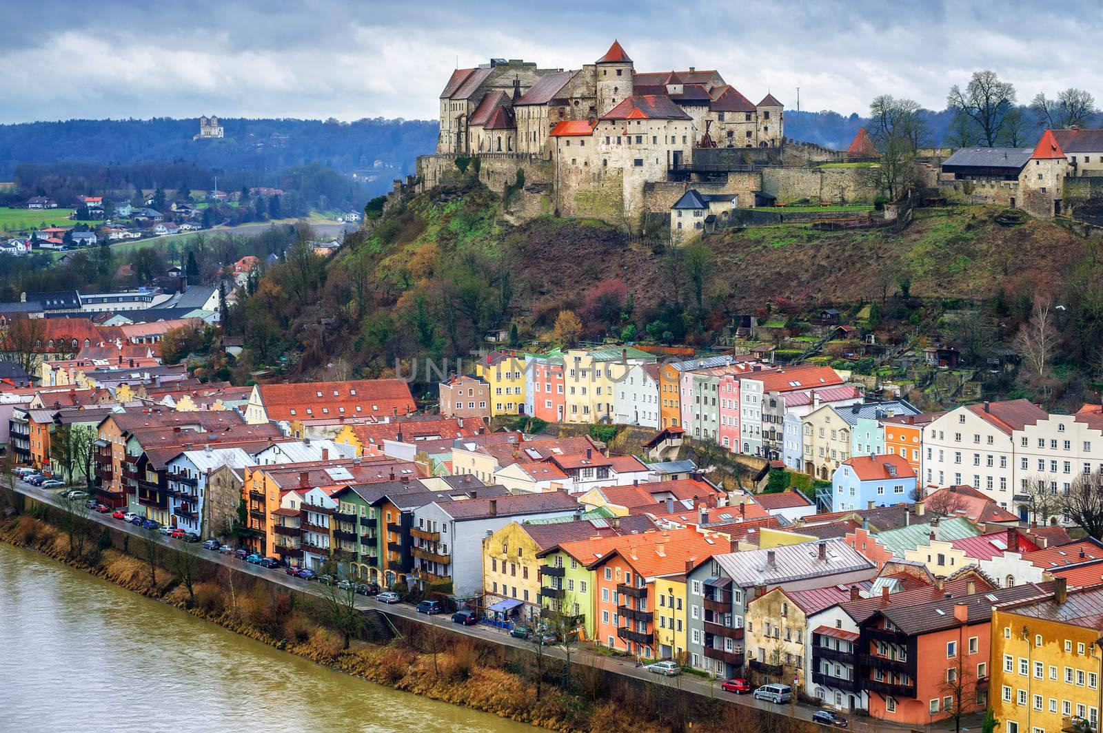 Burghausen, historical german town in Bavaria near Salzburg by GlobePhotos