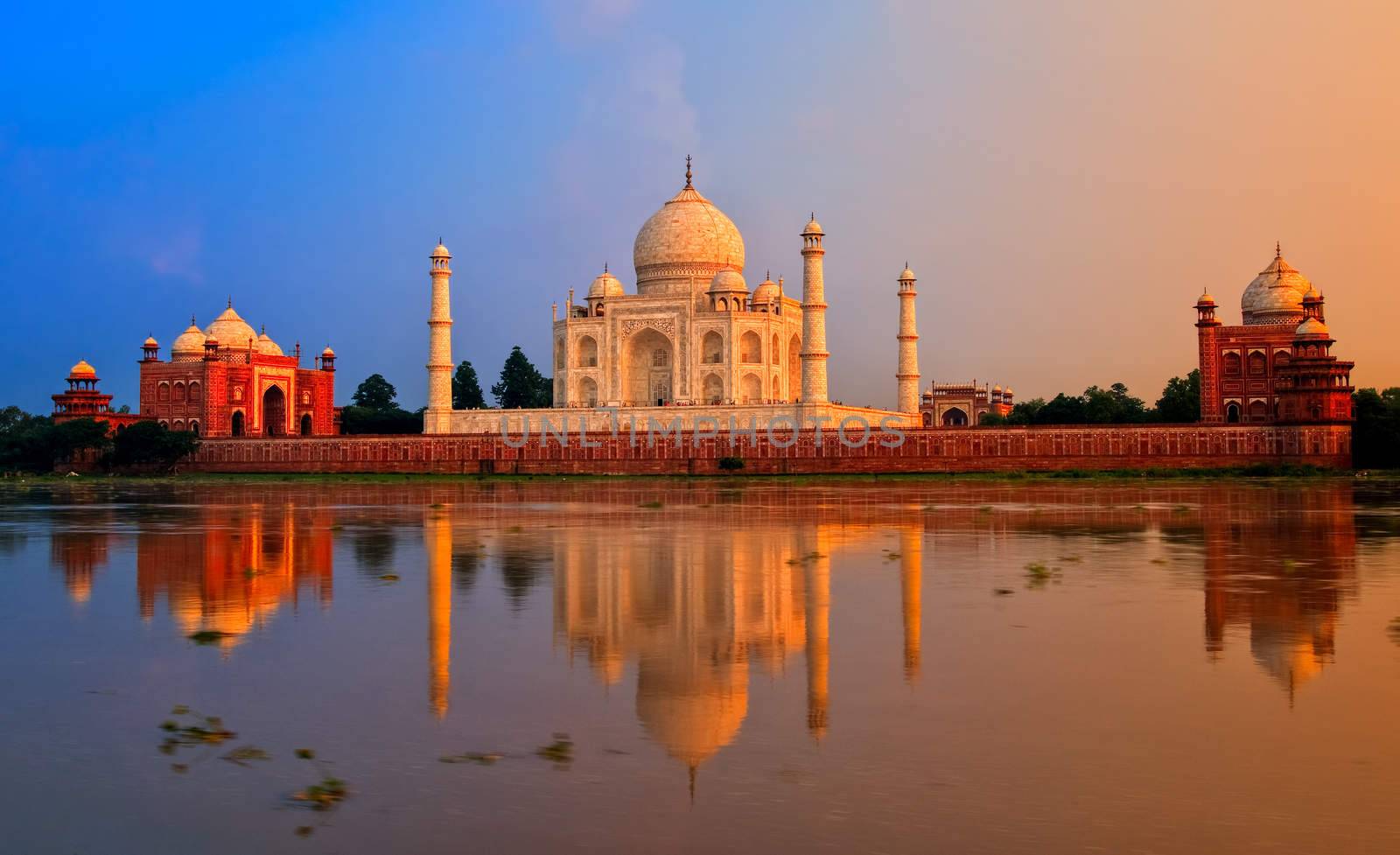 Taj Mahal, Agra, India, on sunset by GlobePhotos