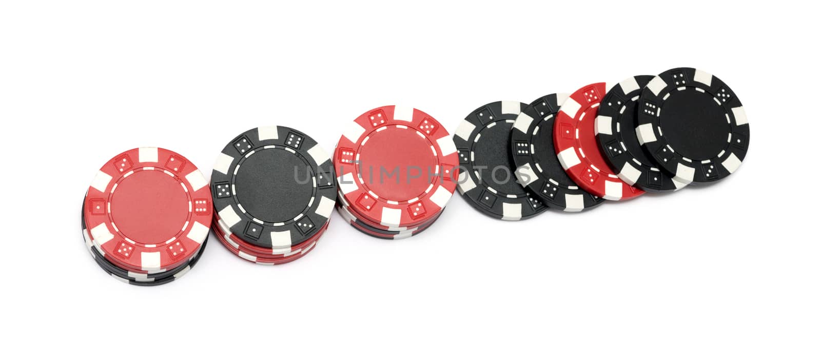 The casino chips isolated on white background