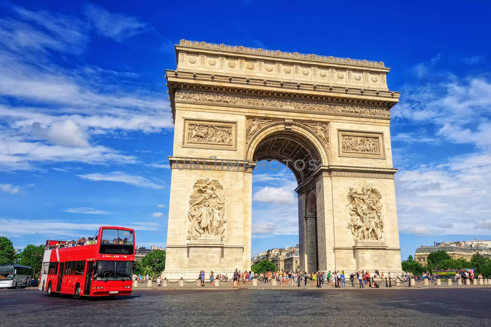 The Triumphal Arch, Paris, France by GlobePhotos