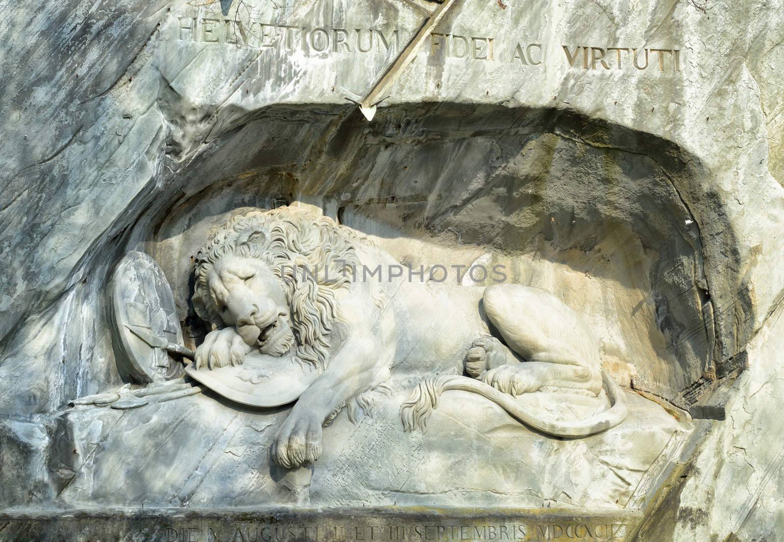 The Lion Monument in Lucerne, Switzerland by GlobePhotos