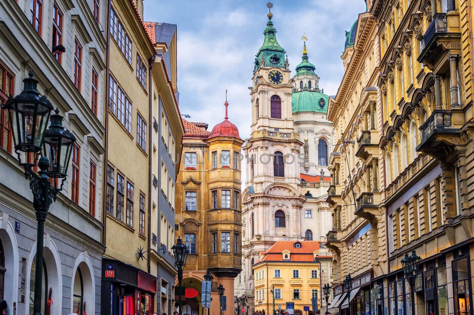 Historical baroque buildings in the center of Prague, Czech Republic
