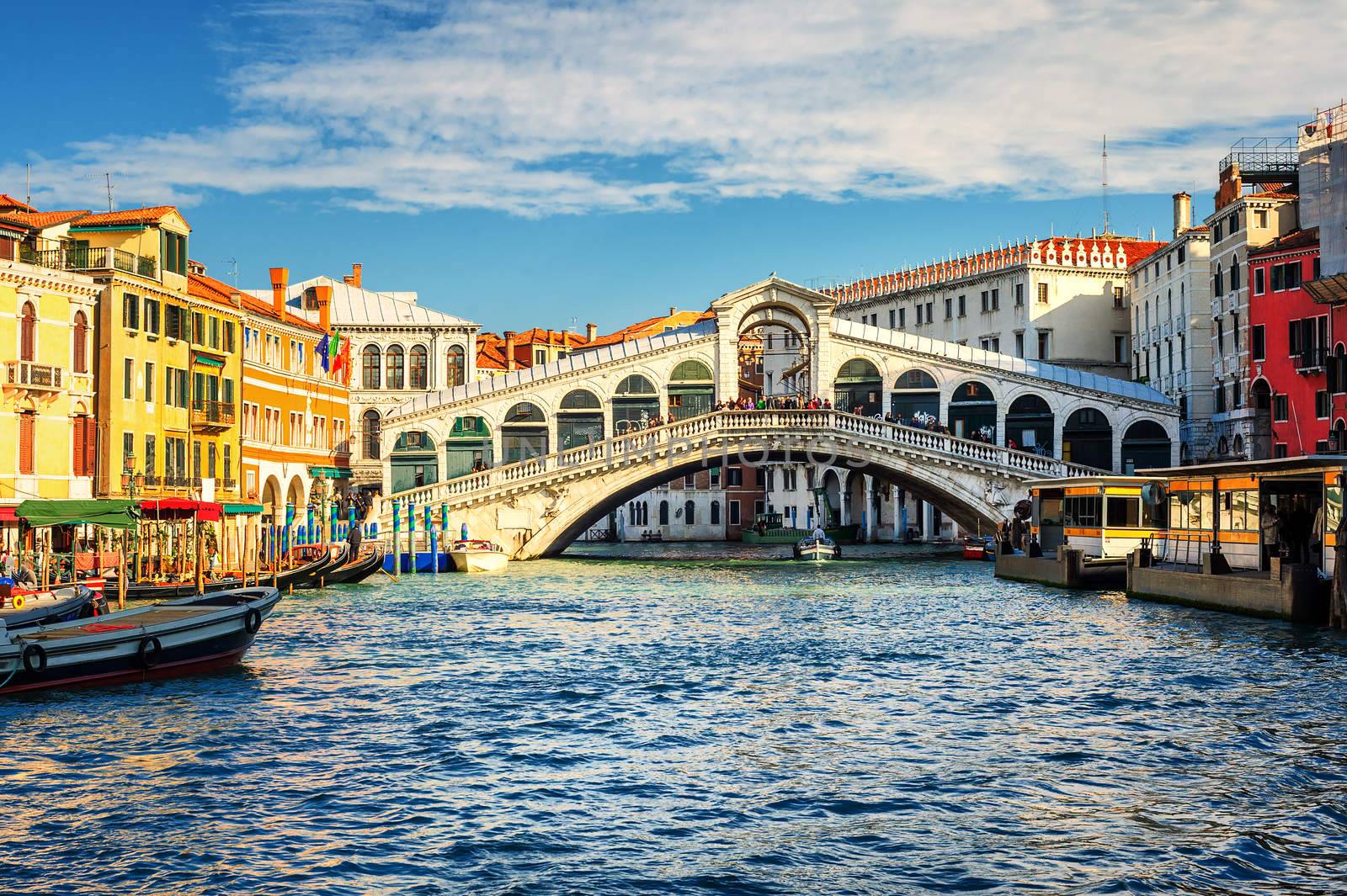 The Grand Canal and Rialto bridge, Venice, Italy by GlobePhotos