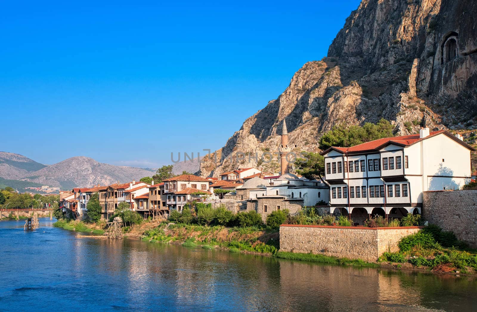 Well preserved old ottoman architecture and Pontus kings tombs in Amasya, central Anatolia, Turkey