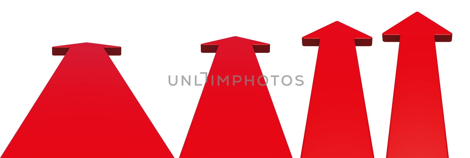 Set of red arrows on isolated white background