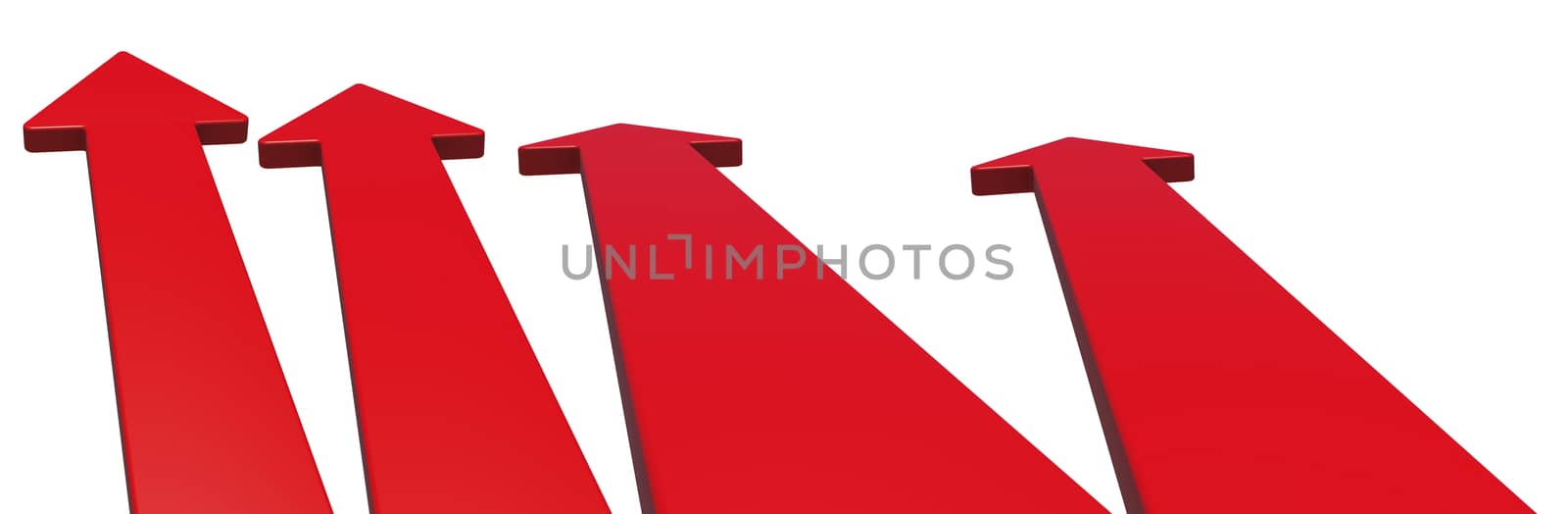 Set of red arrows on isolated white background