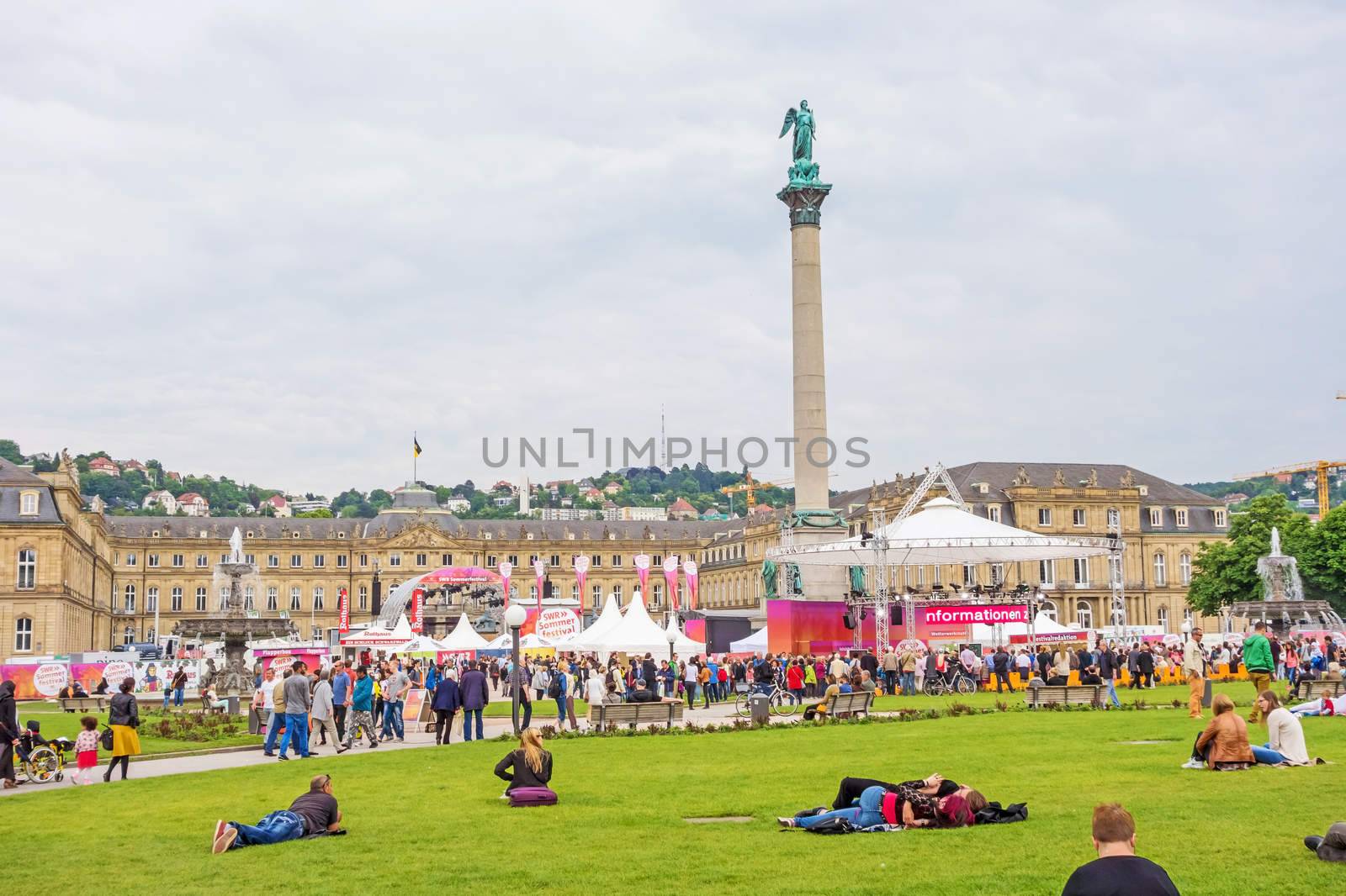 Stuttgart, Germany - May 24, 2015: Music festival SWR Sommerfestival 2015. Four days of music, culture and party at the square Stuttgarter Schlossplatz.