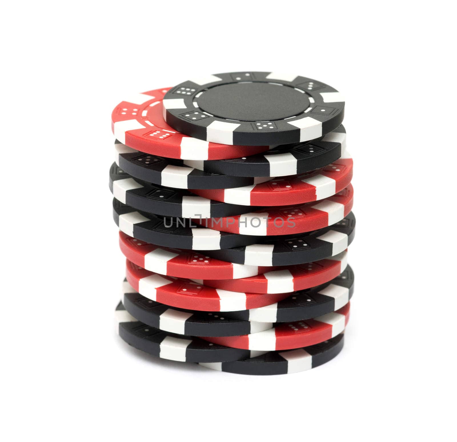 The casino chips isolated on white background