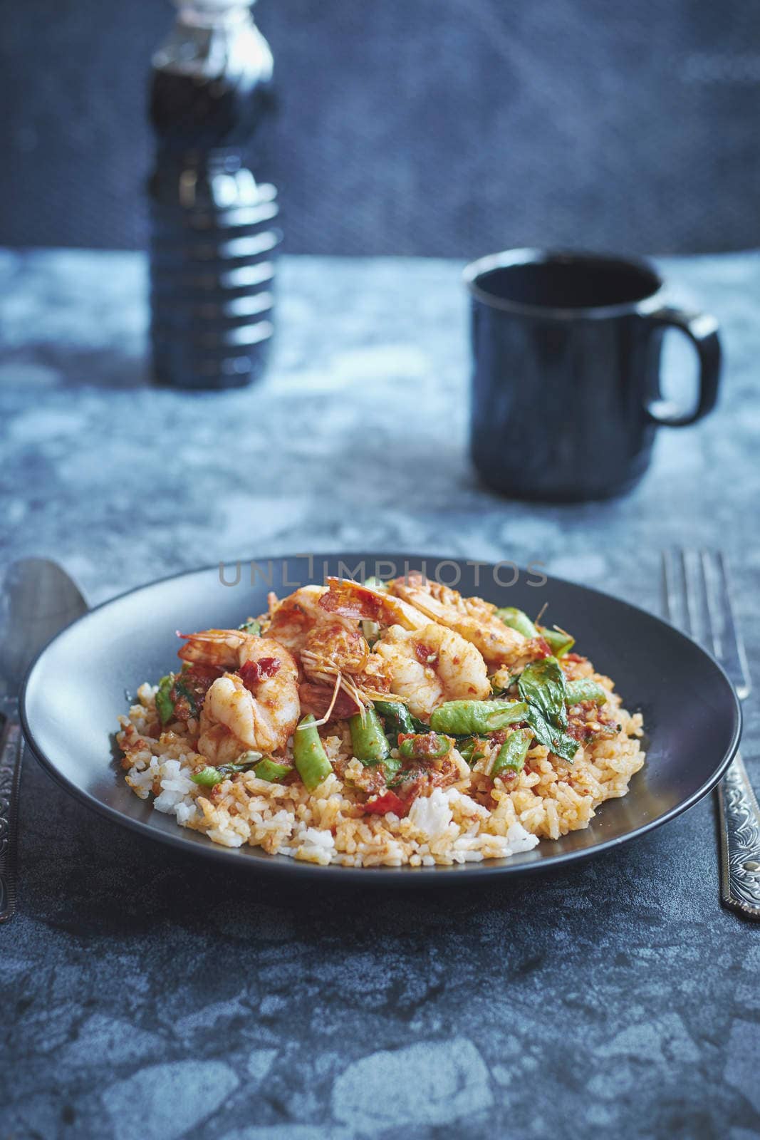 Fried chilly paste with shrimp and cooked rice