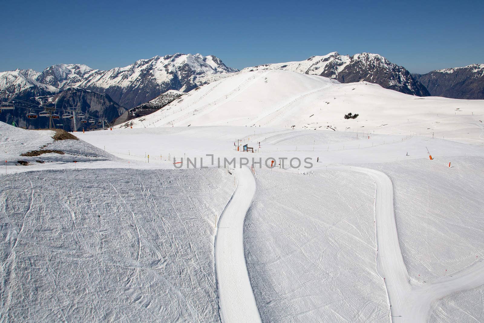 The Alpe d Huez ski domain in the French Alps