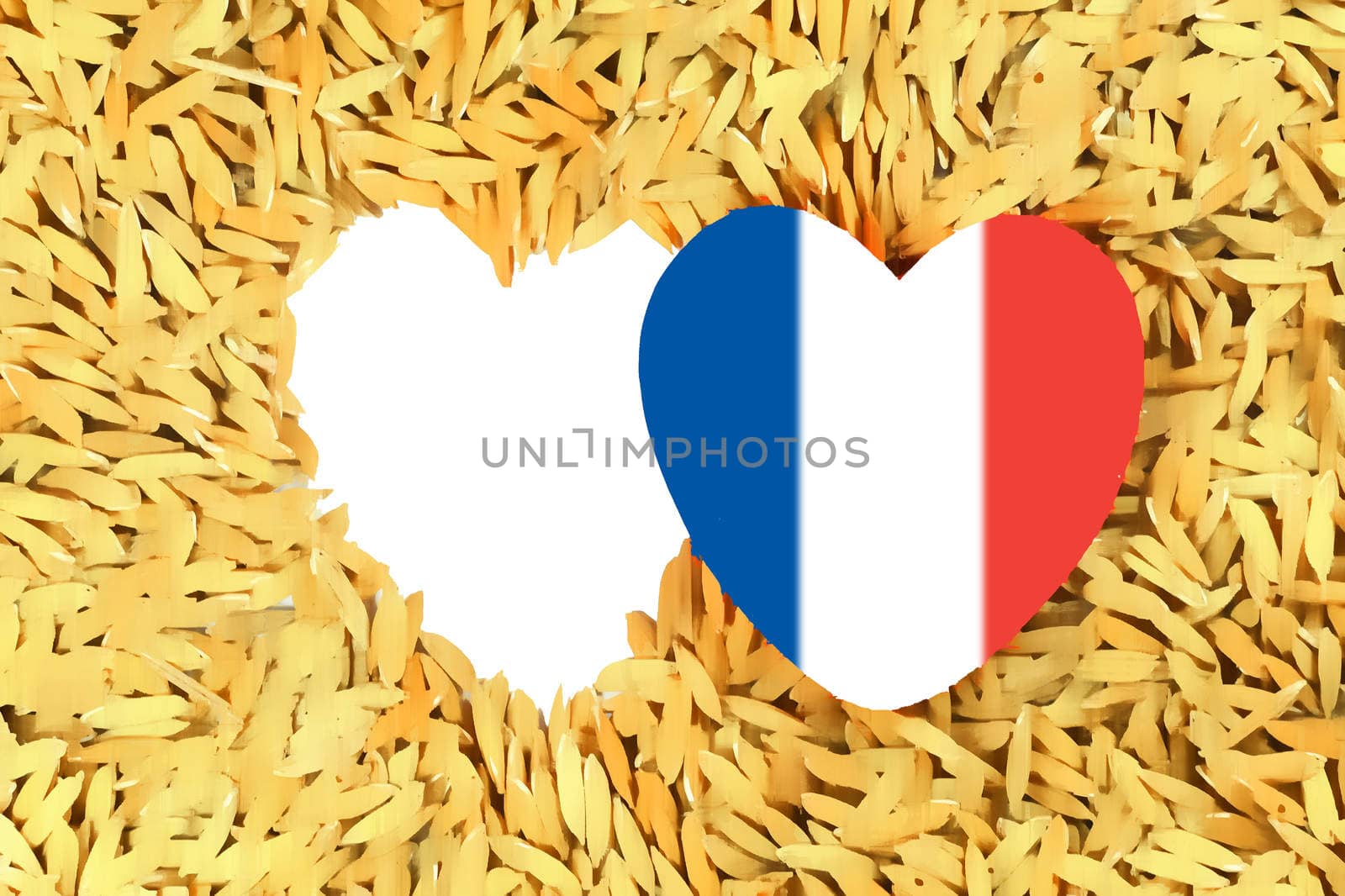 Heart with paddy background and flag of france for "Pray for Paris" concept