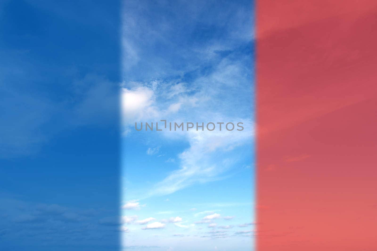 Beautiful Summer Clouds in the blue sky  with flag of france for "Pray for Paris" concept