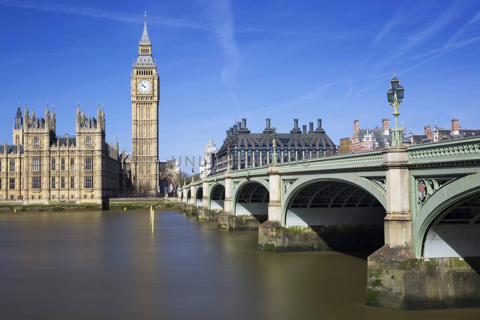 Famous view of Big Ben and Houses of Parliament, London, UK