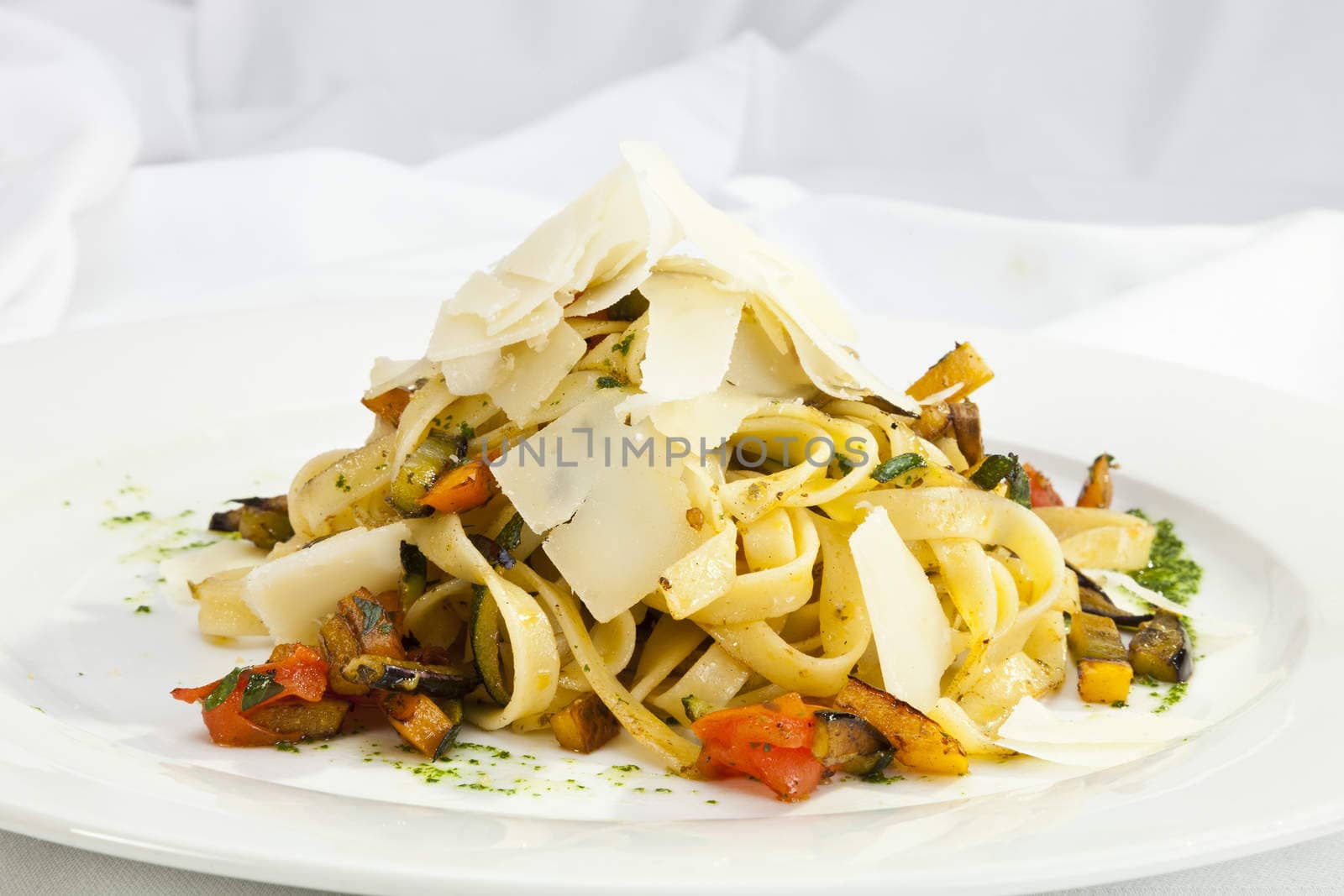 Italian pasta w aubergine and parmesan