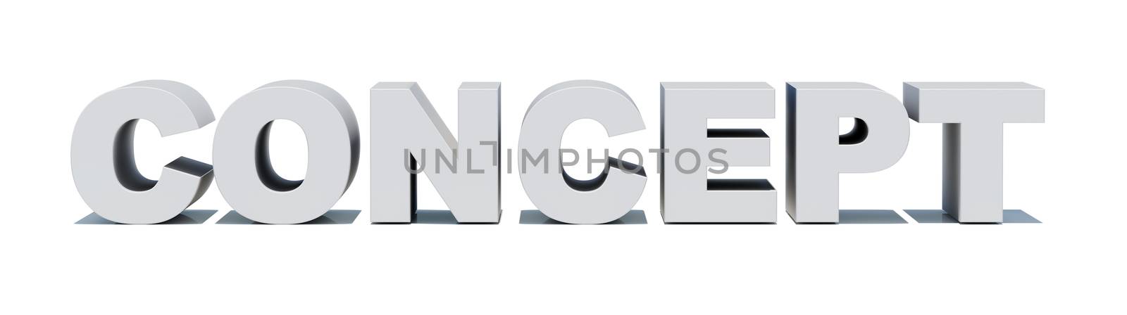 Word concept on isolated white background, front view