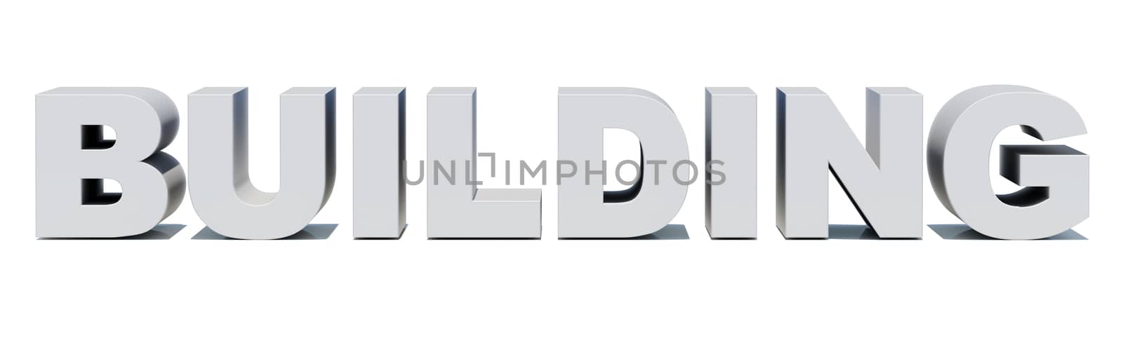 Word building on isolated white background, front view