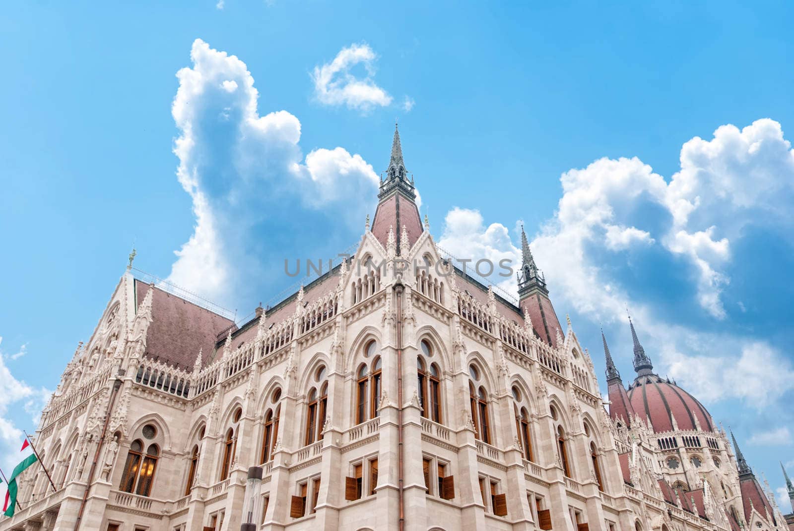 Hungarian Parliament Building on the bank of the Danube in Budapest