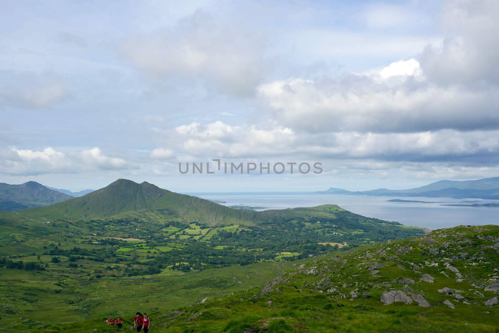 hikers on irelands kerry way by morrbyte