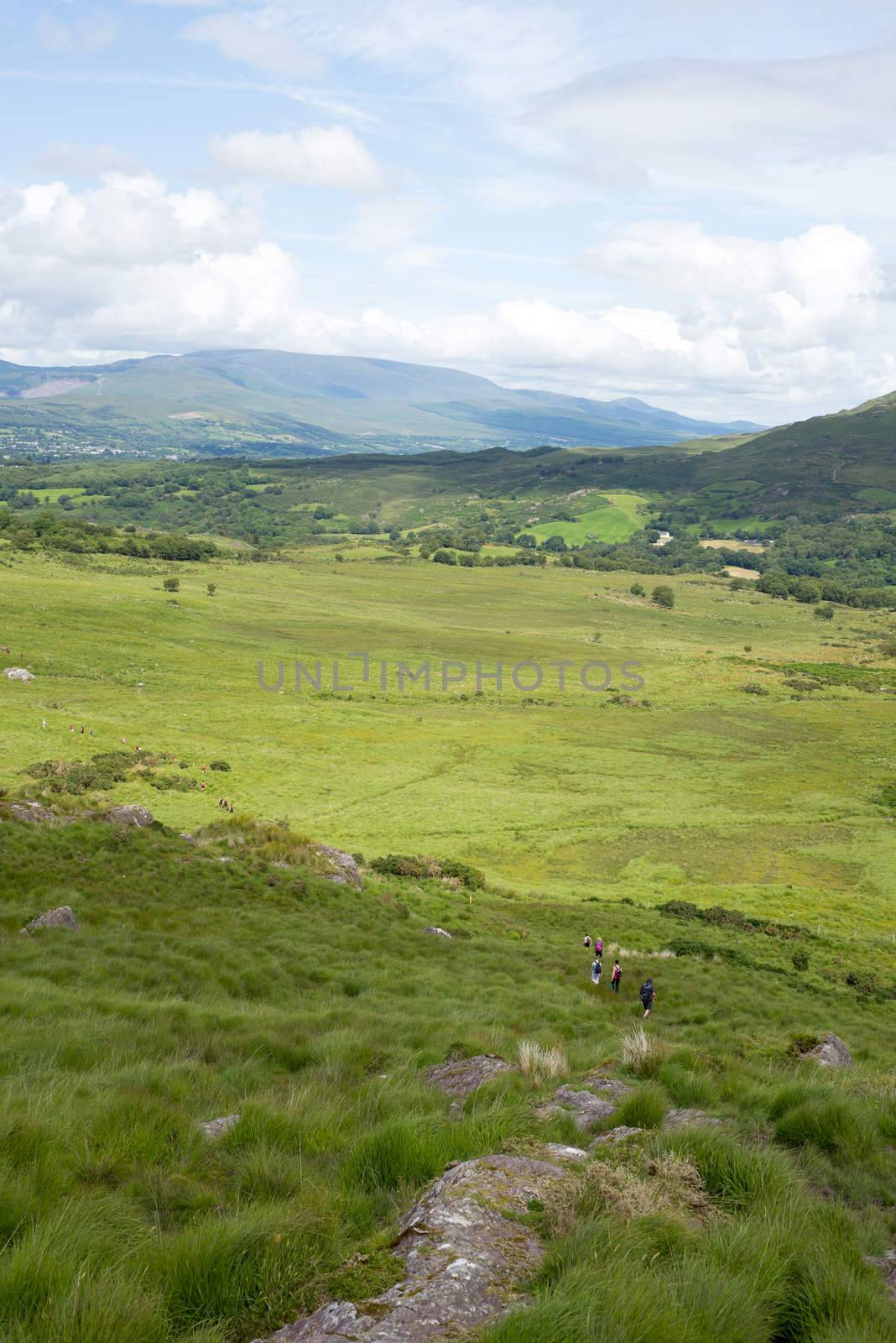 hikers route with mountain view from the kerry way walk in ireland