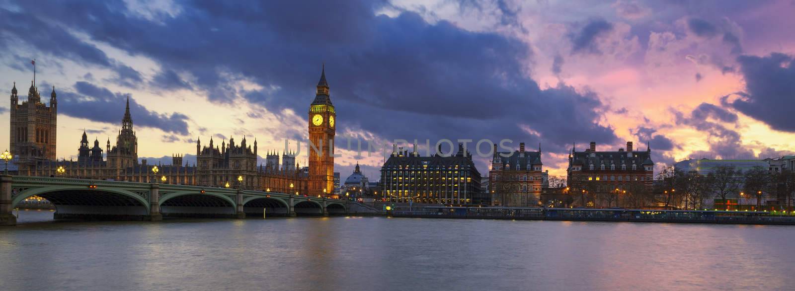 Panoramic view of London at sunset by vwalakte