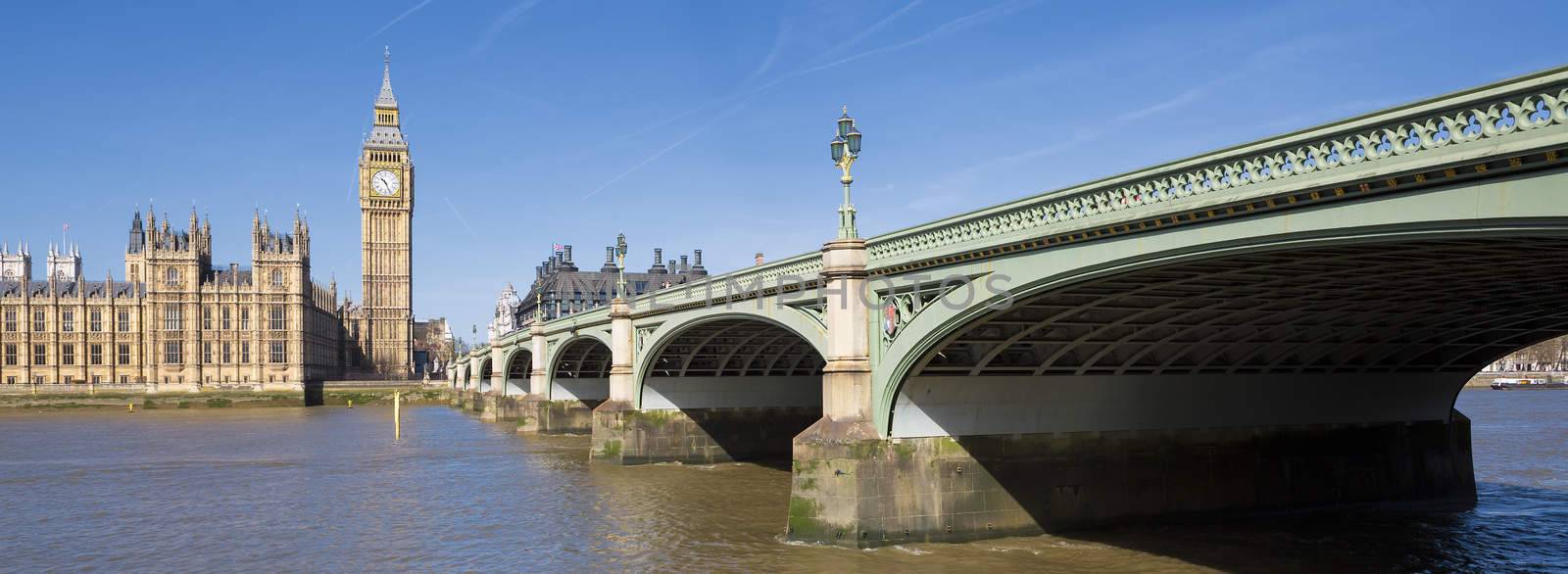 Panoramic view of Big Ben and Houses of Parliament, London, UK