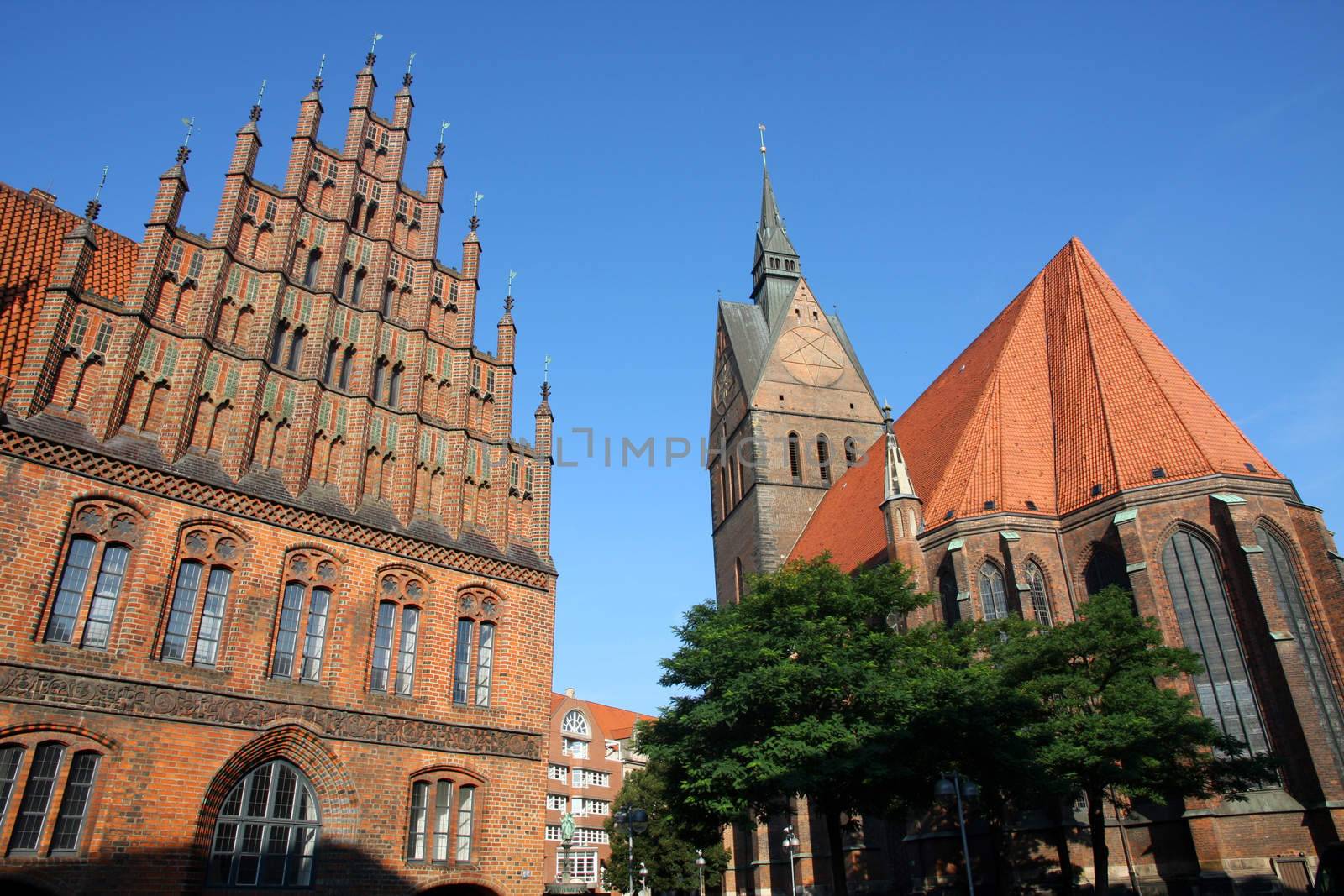 Market Church and Old Town Hall in Hannover, Germany