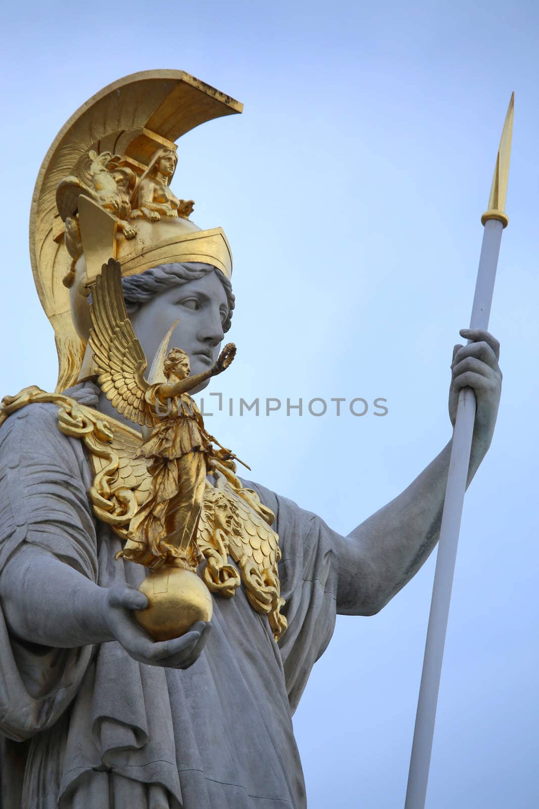 Statue of Pallas Athena in front of the Austrian Parliament in Vienna 