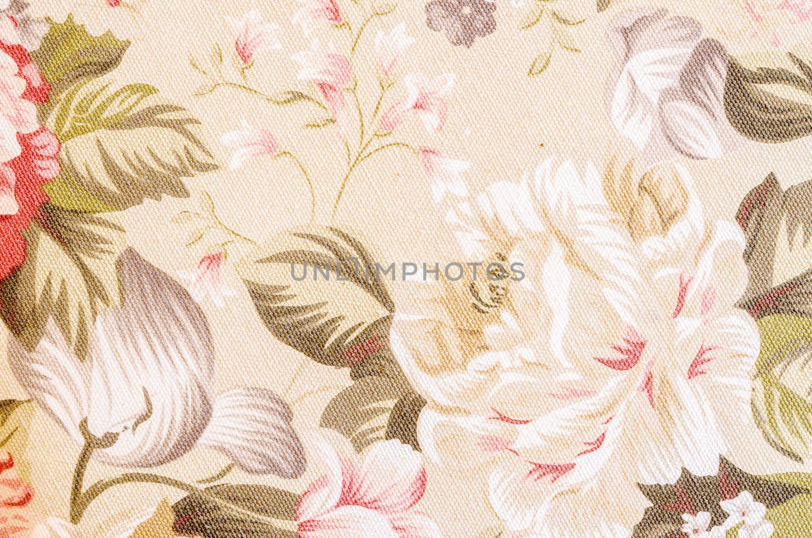 Fragment of colorful retro tapestry textile pattern. by Gamjai