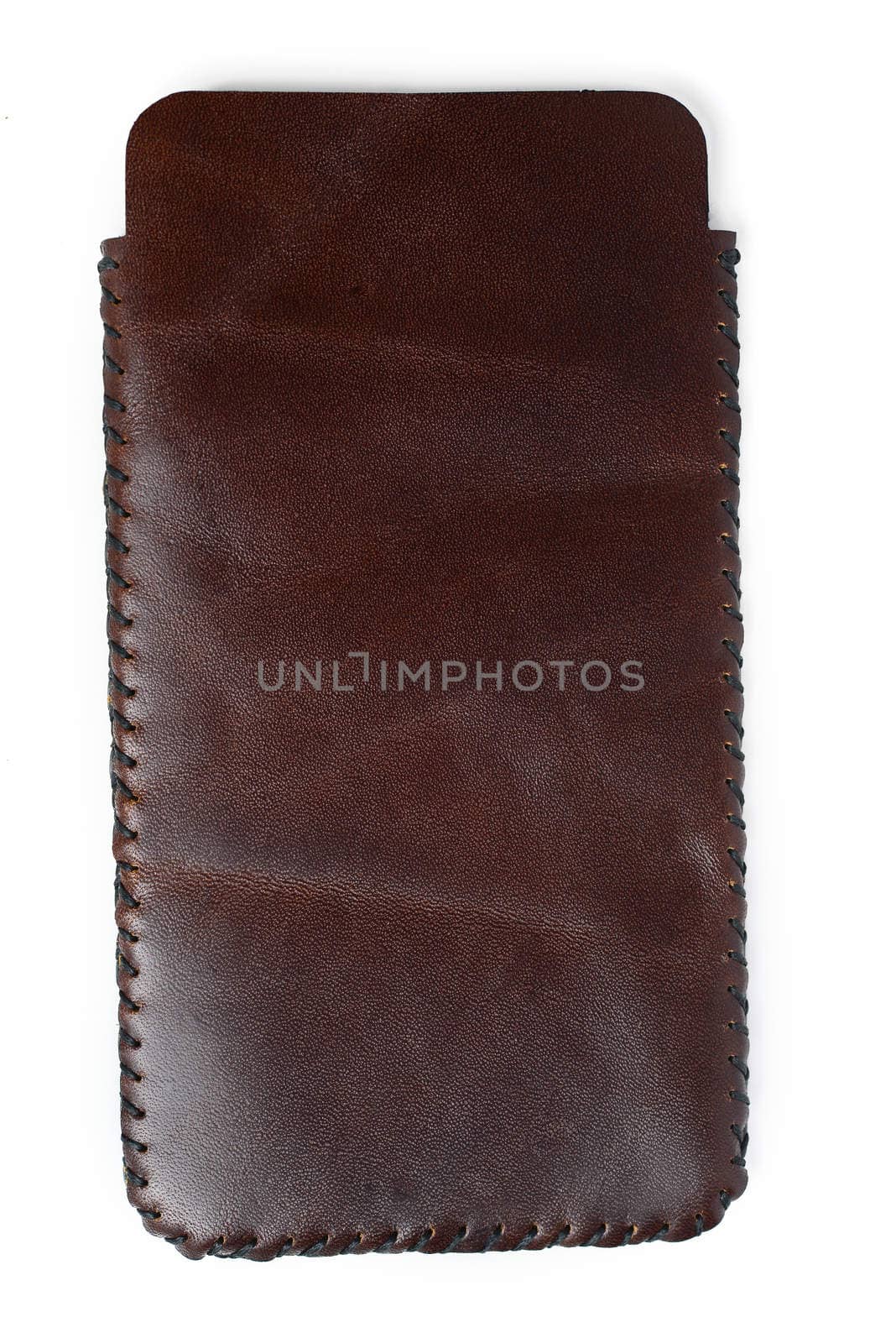 mobile leather case isolated on white