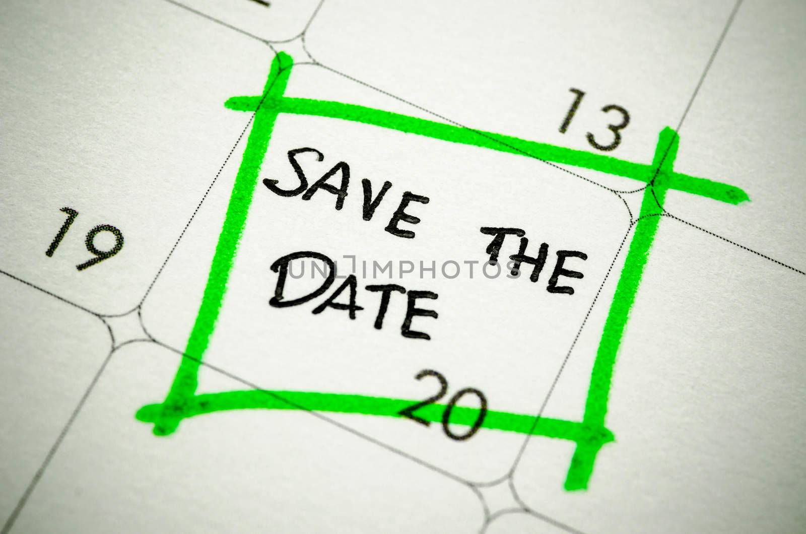 Save the date words written on calendar.