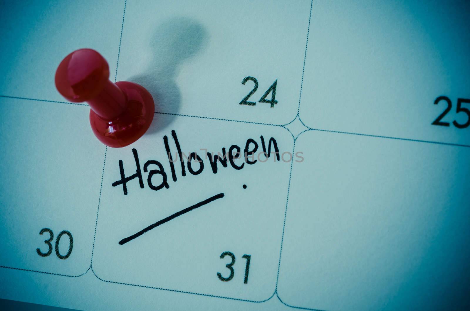 An October calendar showing the 31st, Halloween concept.