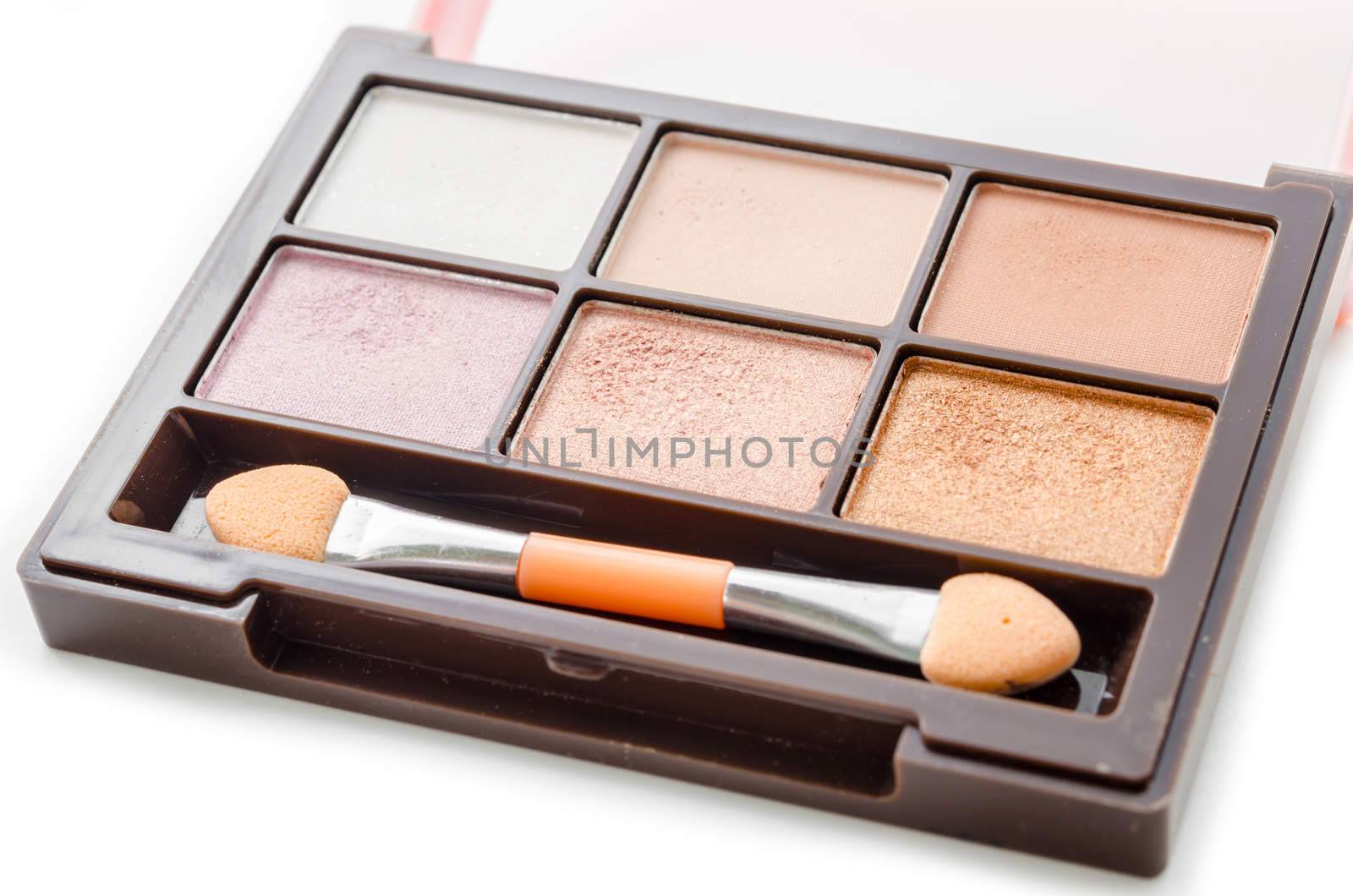 cosmetic eyeshadow palette makeup set isolated on white background