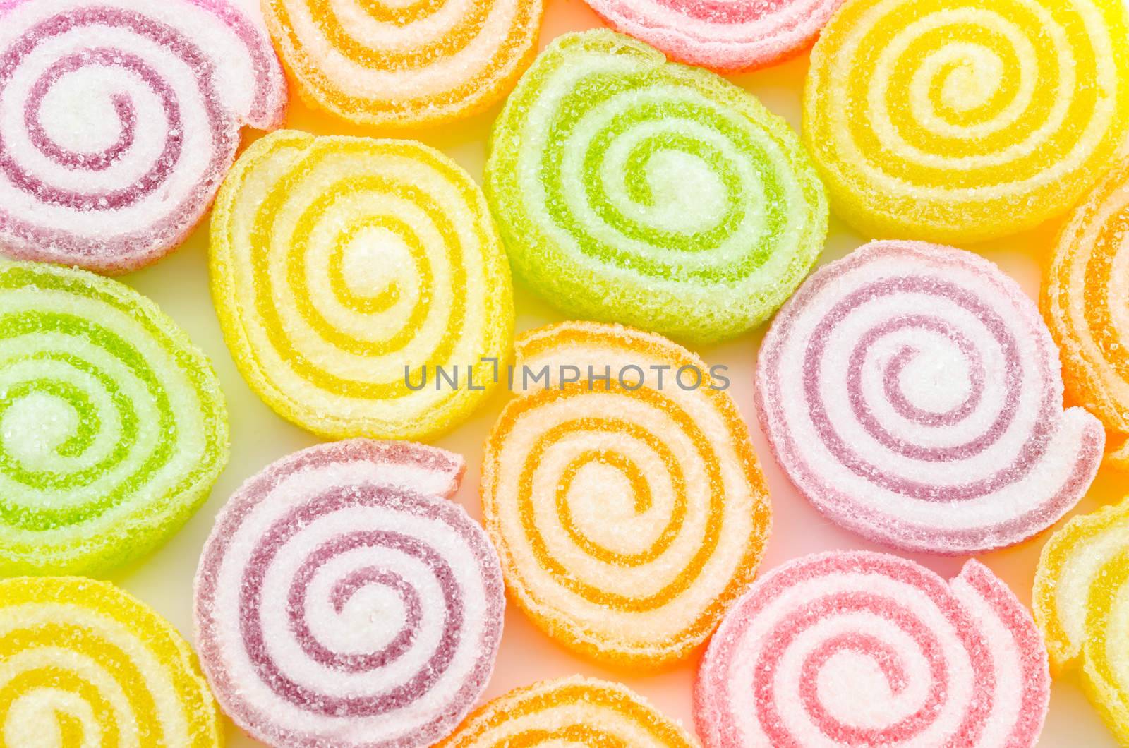 Jelly sweet, flavor fruit, candy dessert colorful as background.