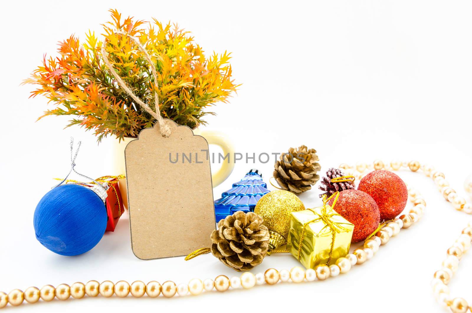 Blank tag paper and decoration christmas. by Gamjai