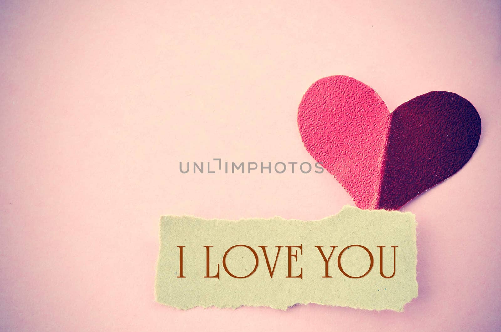 I love you message on vintage paper with copy space. Love concept.
