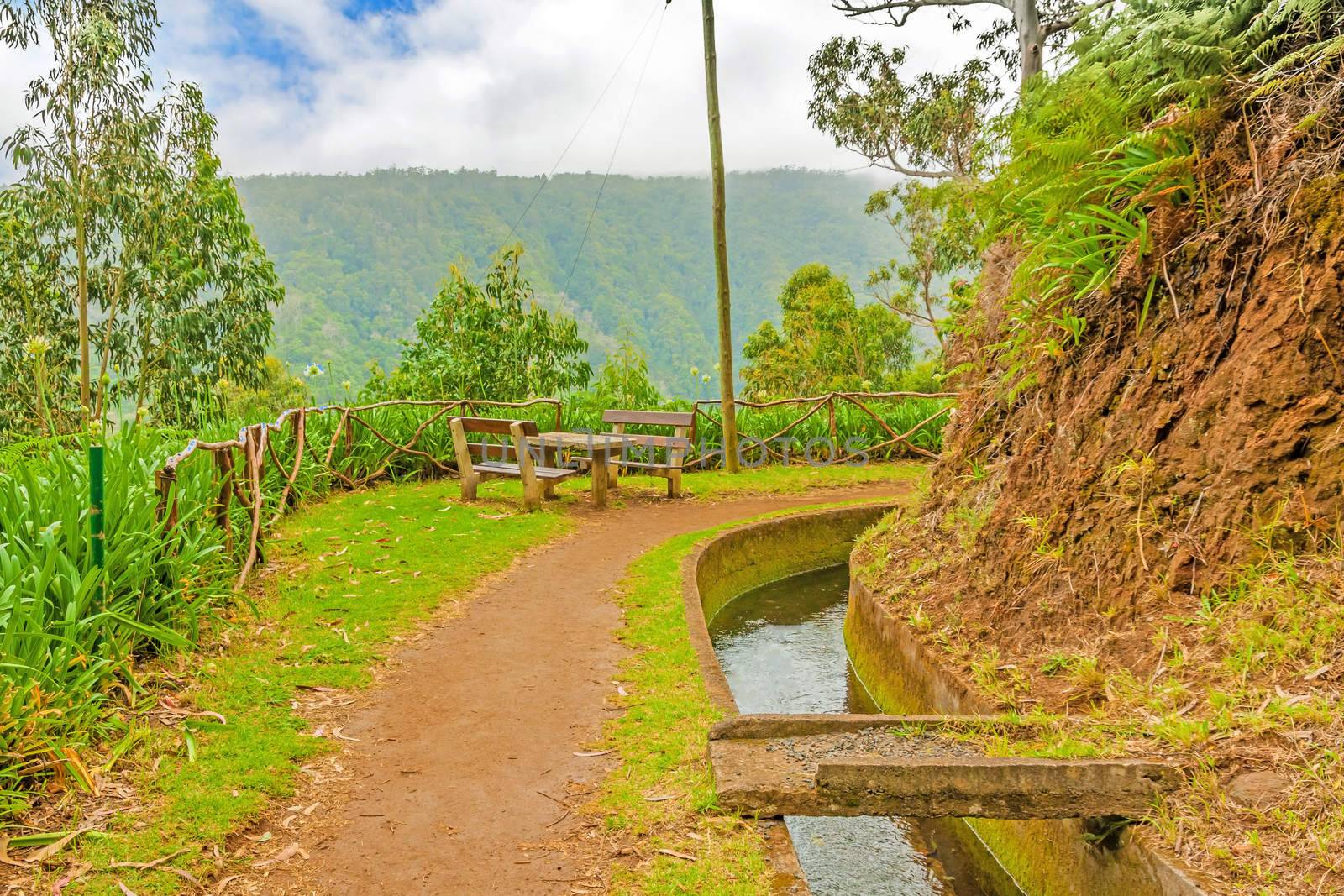 Madeira, hiking along irrigation channel (Levada)